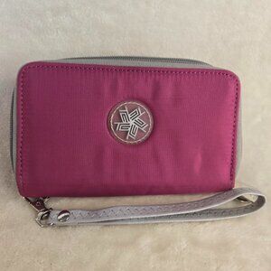 Tek Gear Women's Pink & Gray Wristlet Wallet With Multiple Compartments
